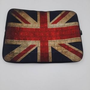 Union Jack Neoprene type fabric zippered protector for laptop or tablet.